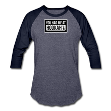 Load image into Gallery viewer, Hookah Baseball T-Shirt - heather blue/navy
