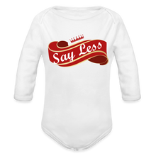 Load image into Gallery viewer, Say Less Long Sleeve Baby Bodysuit - white