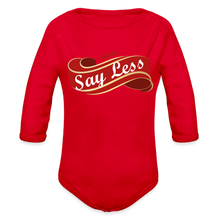Load image into Gallery viewer, Say Less Long Sleeve Baby Bodysuit - red
