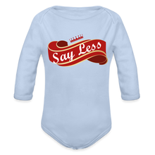 Load image into Gallery viewer, Say Less Long Sleeve Baby Bodysuit - sky