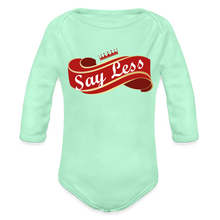 Load image into Gallery viewer, Say Less Long Sleeve Baby Bodysuit - light mint