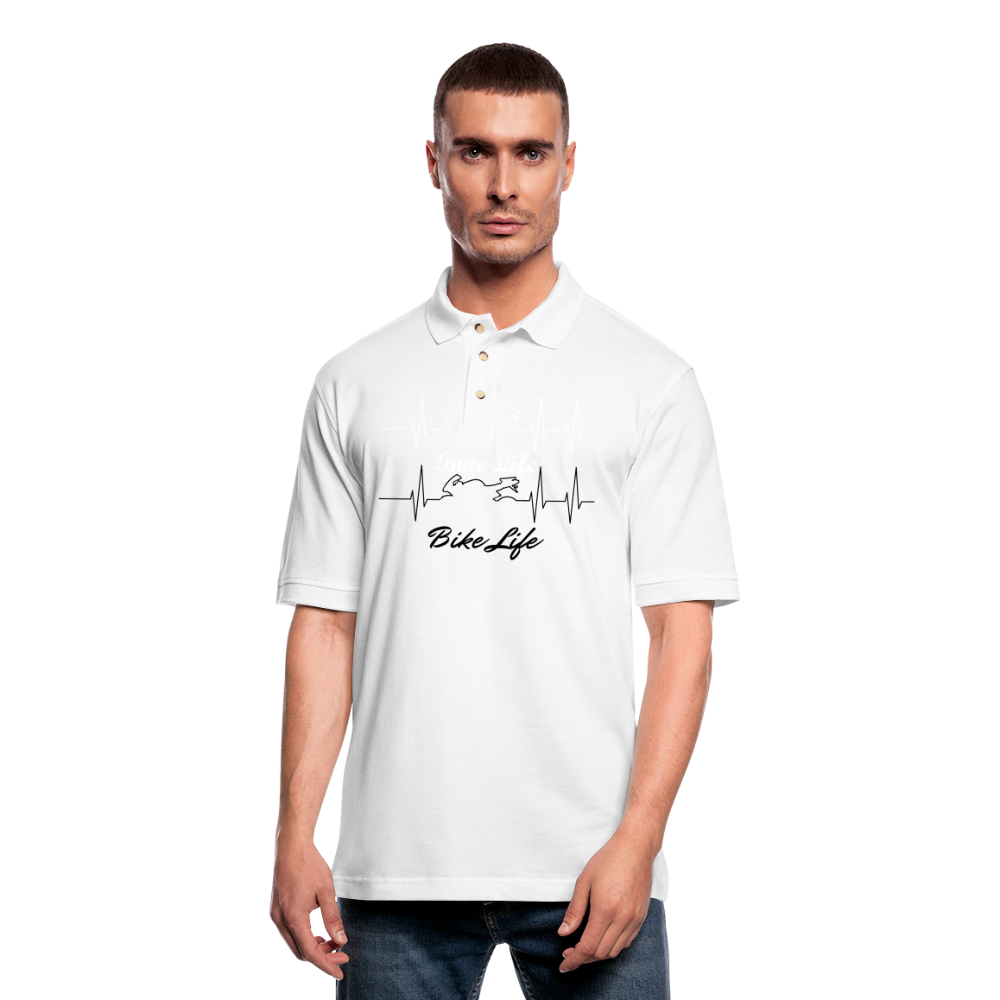 Men's Pique Bike Life Polo Shirt - white