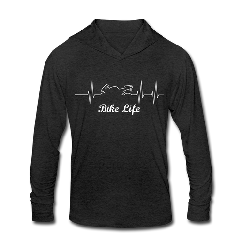 Unisex Tri-Blend Bike Life Hoodie Shirt - heather black