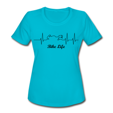 Load image into Gallery viewer, Women&#39;s Bike Life Moisture Wicking Performance T-Shirt - turquoise
