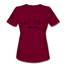 Load image into Gallery viewer, Women&#39;s Bike Life Moisture Wicking Performance T-Shirt - burgundy
