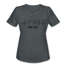 Load image into Gallery viewer, Women&#39;s Bike Life Moisture Wicking Performance T-Shirt - charcoal
