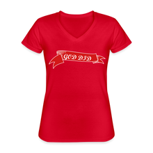 Load image into Gallery viewer, GOD DID Women&#39;s V-Neck T-Shirt - red
