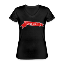 Load image into Gallery viewer, GOD DID Women&#39;s V-Neck T-Shirt - black
