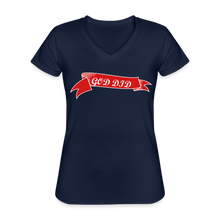 Load image into Gallery viewer, GOD DID Women&#39;s V-Neck T-Shirt - navy
