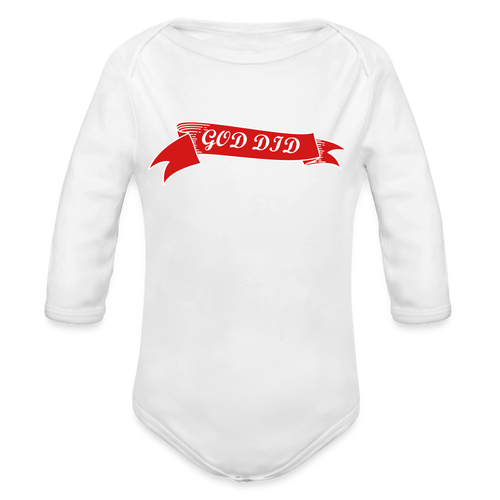 GOD DID Organic Long Sleeve Baby Bodysuit - white