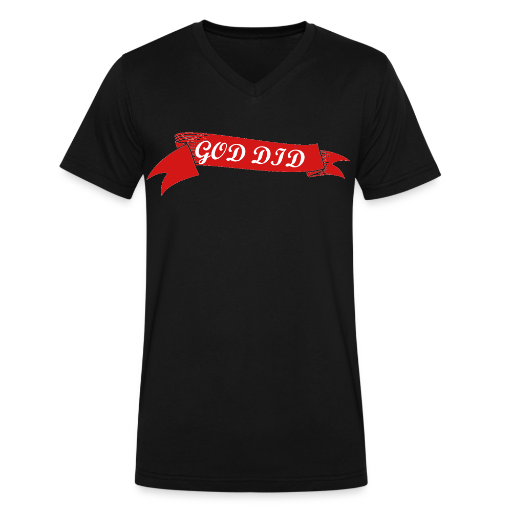 GOD DID Men's V-Neck T-Shirt - black